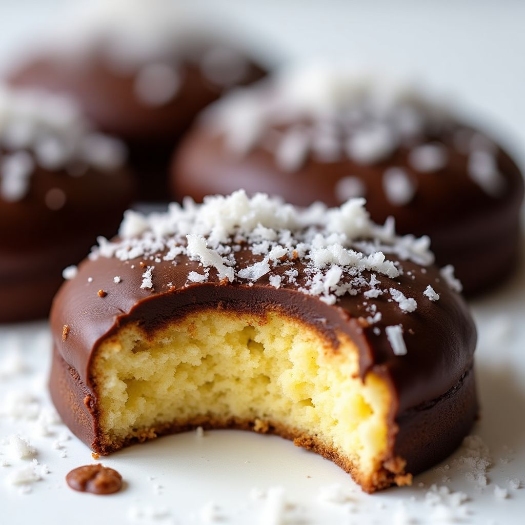 Lamingtons with coconut coating